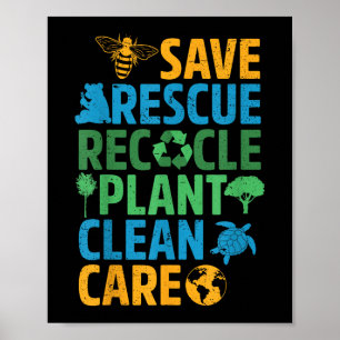 Poster Sauver les abeilles Secourir les animaux Recycler