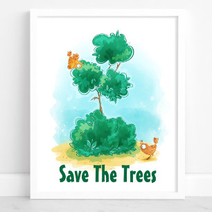 Poster Sauver Les Arbres Jardin Oiseaux Environnemental