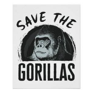 Poster Sauver les Gorilles Gorille En voie de disparition