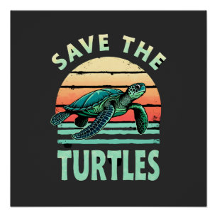 Poster Sauver Les Tortues Animal Tortue Amateur D'animaux