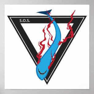 Poster sauver nos requins SOS triangle