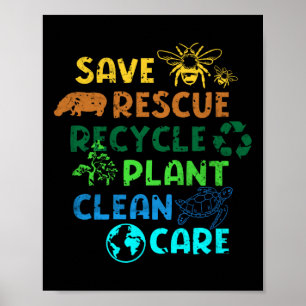 Poster Sauver Sauvetage Recycler Planète Changement Clima