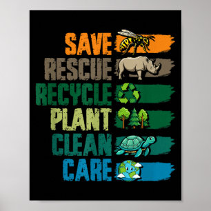 Poster Sauver secourir recycler usine propre prendre soin