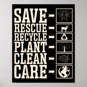 Poster Sauver Secourir Recycler Usine Propre Soin 