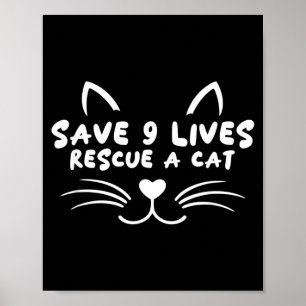 Poster Sauvetage Animal Adoption Chat Sauver 9 Vies Sauve
