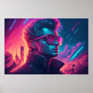 Poster Sauveur Synthwave : L'Icône Illuminée