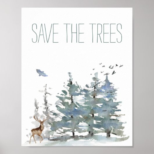 Poster Sauvez La Forêt D'Aquarelle Des Arbres (Devant)
