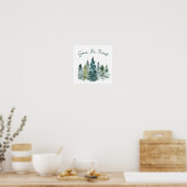 Poster Sauvez la forêt d'aquarelle verte des arbres (Cuisine)