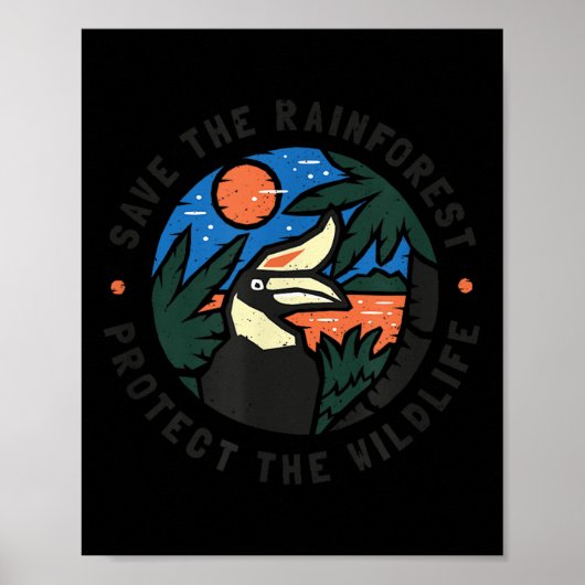 Poster Sauvez La Forêt-Rainforest Protégez La Faune (Devant)