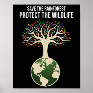 Poster Sauvez La Forêt-Rainforest Protégez La Faune Vinta