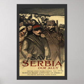 Poster Sauvez la Serbie Vintage de la première guerre mon