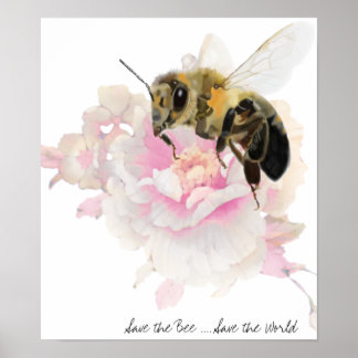Poster Sauvez l'abeille ! Sauvez le monde ! Jolie abeille