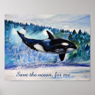 Poster Sauvez l'affiche de baleine d'océan