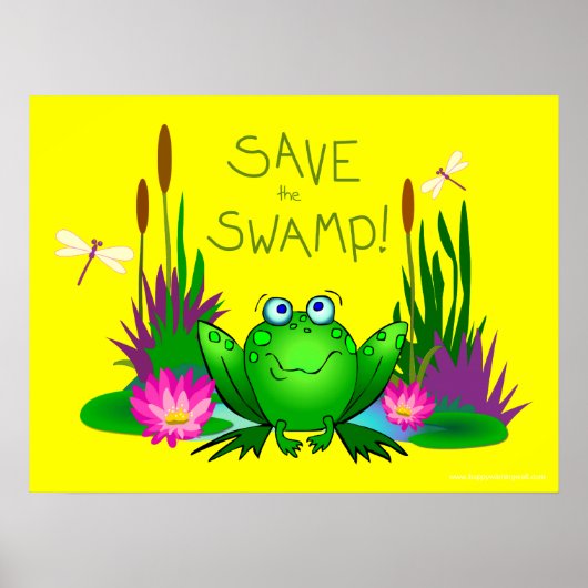 Poster Sauvez le marais Twitchy la grenouille Jaune (Devant)