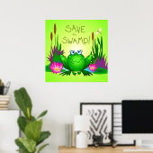 Poster Sauvez le marais Twitchy la grenouille libellules  (Bureau à domicile)