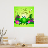Poster Sauvez le marais Twitchy la grenouille libellules  (Cuisine)