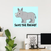 Poster Sauvez le Rhino ! (Bureau à domicile)