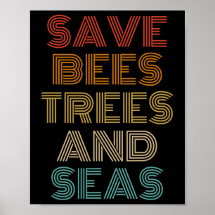 Poster Sauvez Les Abeilles Arbres Et Mer Écologiste