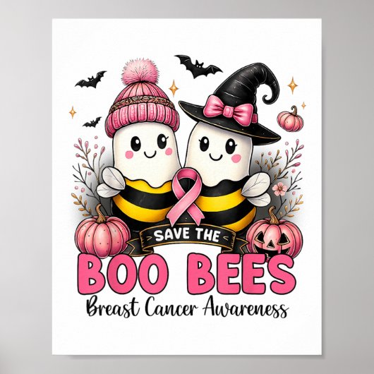 Poster Sauvez les abeilles Ees Boo Cancer du sein Hallowe (Devant)