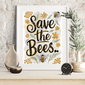Poster Sauvez les abeilles Honeycomb Flower Conservation 