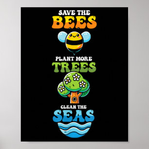 Poster Sauvez les abeilles Plantes Arbres Mer propres De 