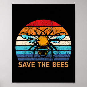 Poster Sauvez les abeilles Rétro Changement Climatique Vi
