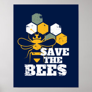 Poster Sauvez les abeilles Vintage Retro Miel apiculteur