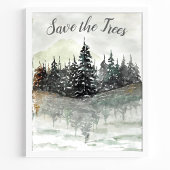 Poster Sauvez les arbres Aquarelle Pine Forest Eco