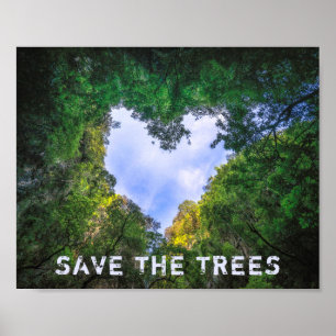 Poster Sauvez Les Arbres Forêt Coeur Paysage Éco