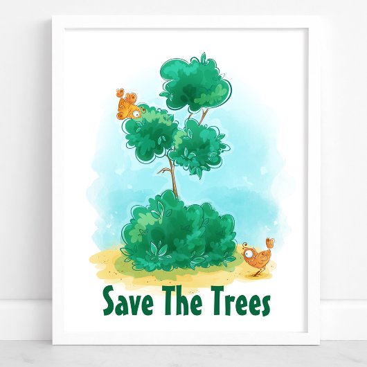 Poster Sauvez Les Arbres Jardins Oiseaux De l'environneme