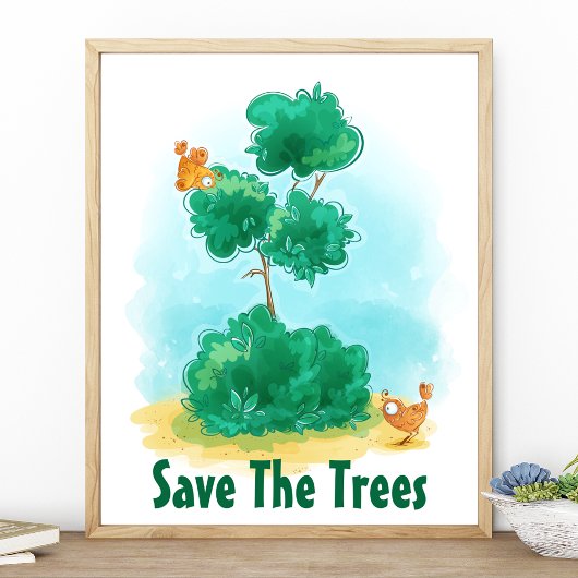 Poster Sauvez Les Arbres Jardins Oiseaux De l'environneme
