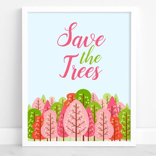 Poster Sauvez Les Arbres Rose Et Vert Printemps Éco