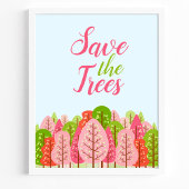 Poster Sauvez Les Arbres Rose Et Vert Printemps Éco