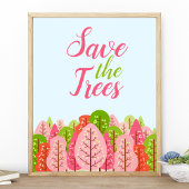 Poster Sauvez Les Arbres Rose Et Vert Printemps Éco
