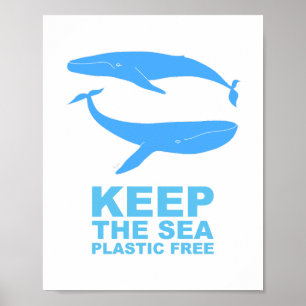 Poster Sauvez les baleines ・ Gardez le tablier libre en p
