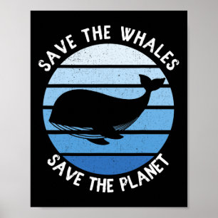 Poster Sauvez Les Baleines Sauvez La Planète Vintage Sauv