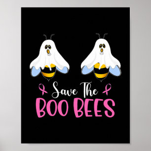 Poster Sauvez les Boobees Boo Bees Cancer du sein Hallowe