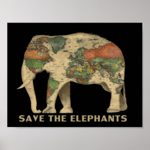 Poster Sauvez les éléphants