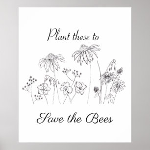Poster Sauvez les fleurs sauvages des abeilles