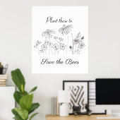 Poster Sauvez les fleurs sauvages des abeilles (Bureau à domicile)