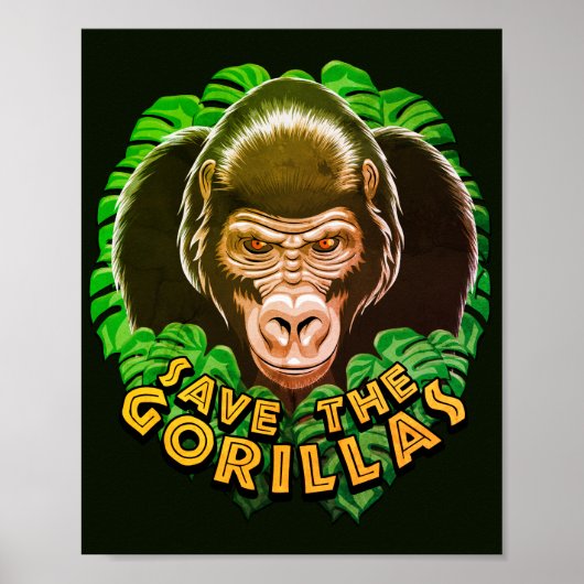 Poster Sauvez Les Gorillas - Citation De Sensibilisation (Devant)