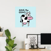 Poster Sauvez les mignons droits des animaux des vaches (Bureau à domicile)