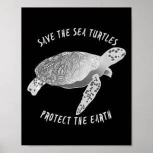 Poster Sauvez Les Tortues De Mer Protégez La Terre Océan
