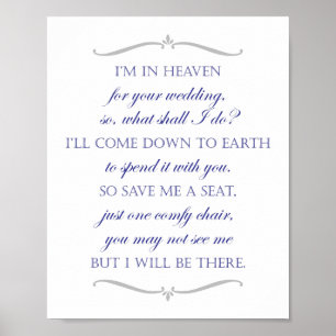 Poster Sauvez-moi un siège Mariage bleu de la marine Chai