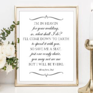 Poster Sauvez-moi un siège Poem Mariage Chaise commémorat