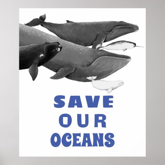 Poster Sauvez nos océans Baleine d'art De l'environnement (Devant)