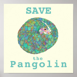 Poster Sauvez Pangolin En danger Animal Colorful Art