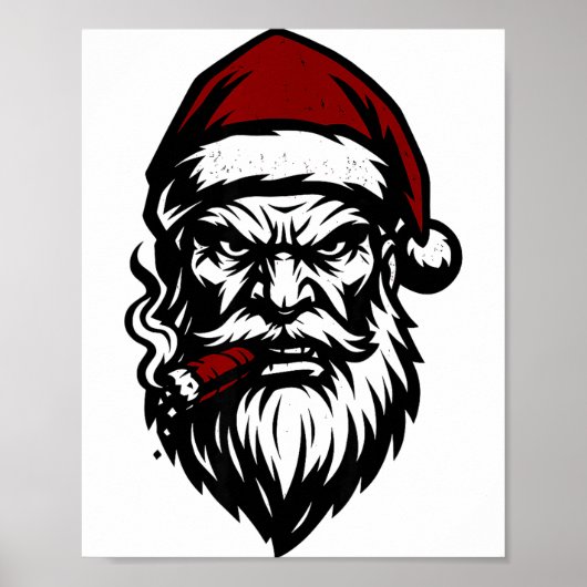 Poster Savage Santa Claus Smoking Cigar Christmas  (Devant)
