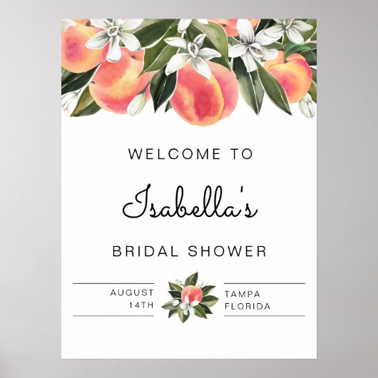 Poster Savannah - Aquarelle Bridal Shower Peaches (Devant)