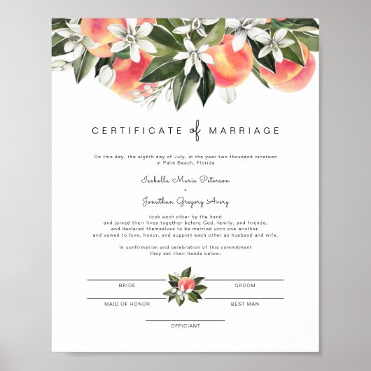 Poster Savannah - Certificat de mariage pour apprentis à (Devant)